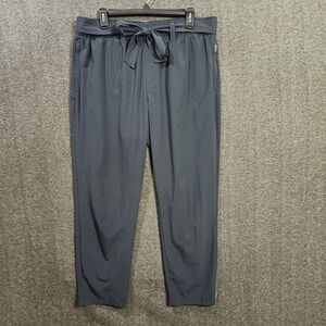 Eddie Bauer Travex Pants Women's Large Pull‎ On Ankle Gray Stretch Tie Waist